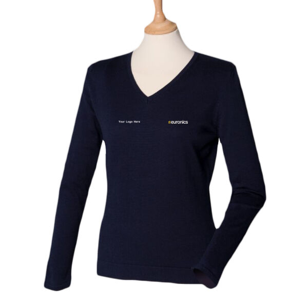 Ladies V Neck Jumper (Inc Your Logo + 1 Brand Logo) Thumbnail